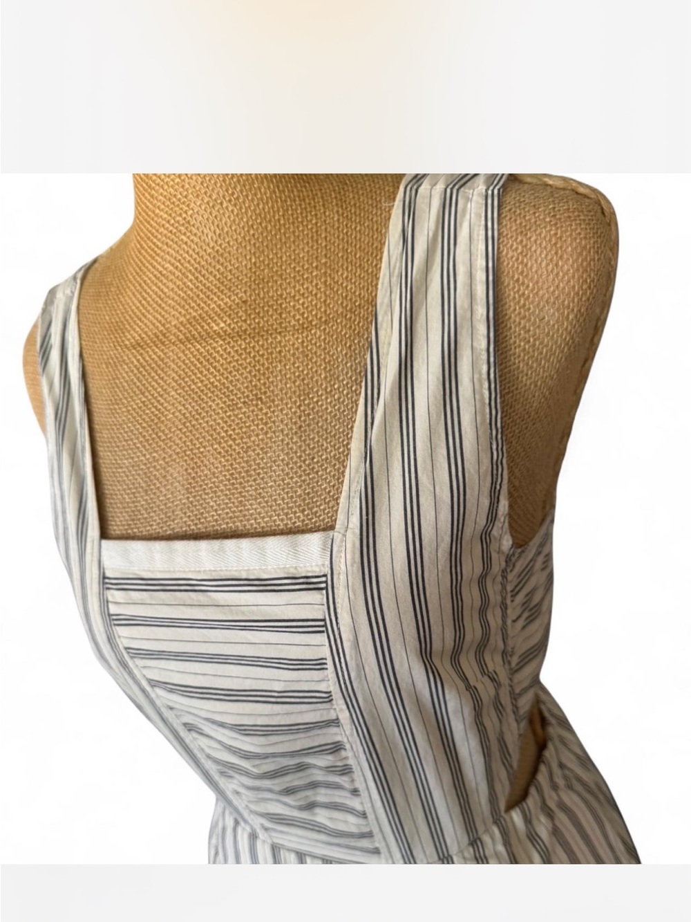 Madewell Cream and Gray Striped Midi Pinafore - Picture 3 of 8